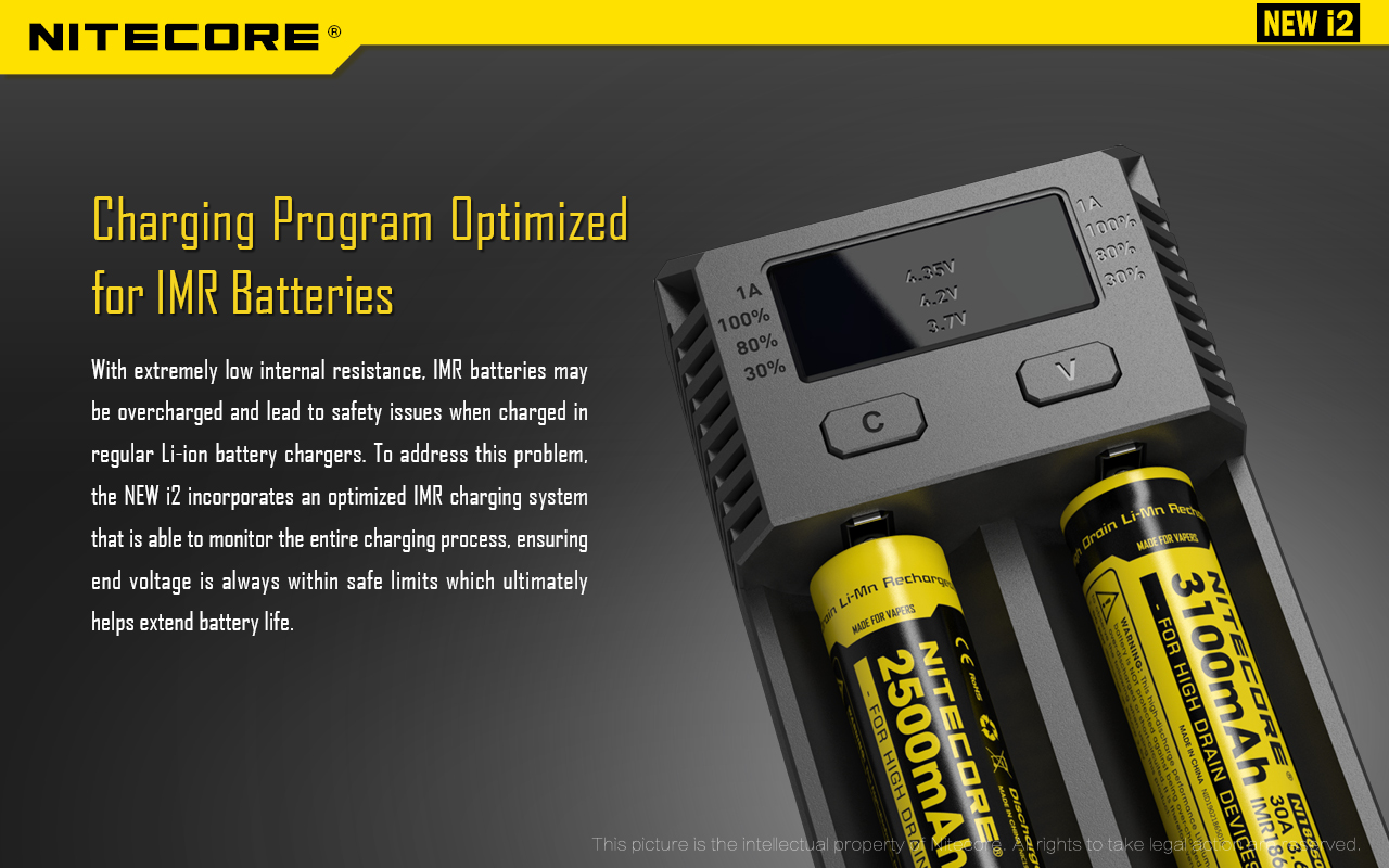 Chargeur intelligent New I2 Nitecore, chargeur universel pour accus