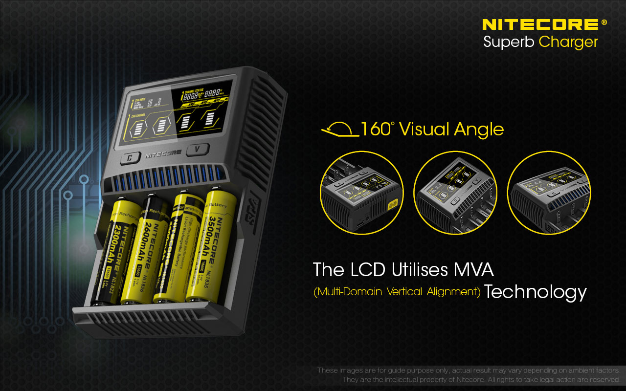 NiMH- Ladegerät Nitecore SC4 Profi-Lader für Li-Ion- NiCd Akkus mit LCD-Farbd 