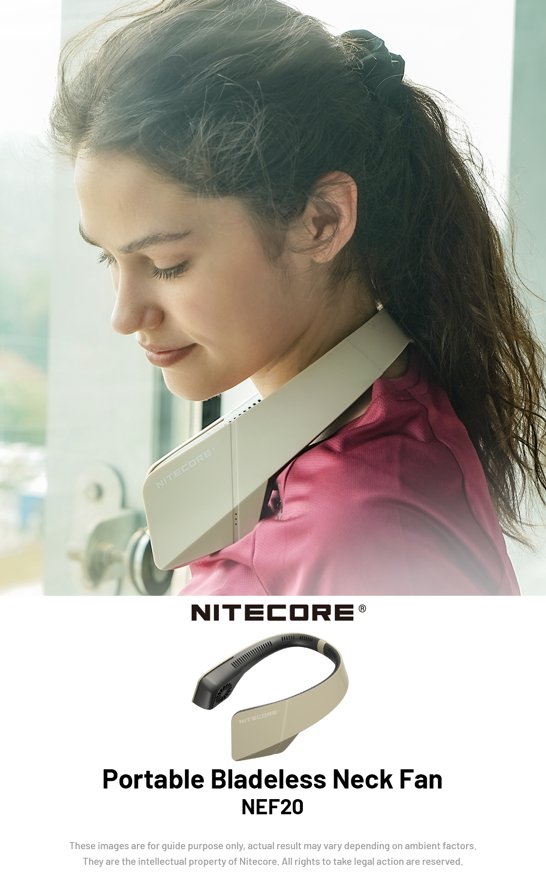 Ventilateur de cou portable Nitecore NEF20 – capacité 4000 mAh –  Rechargeable USB-C