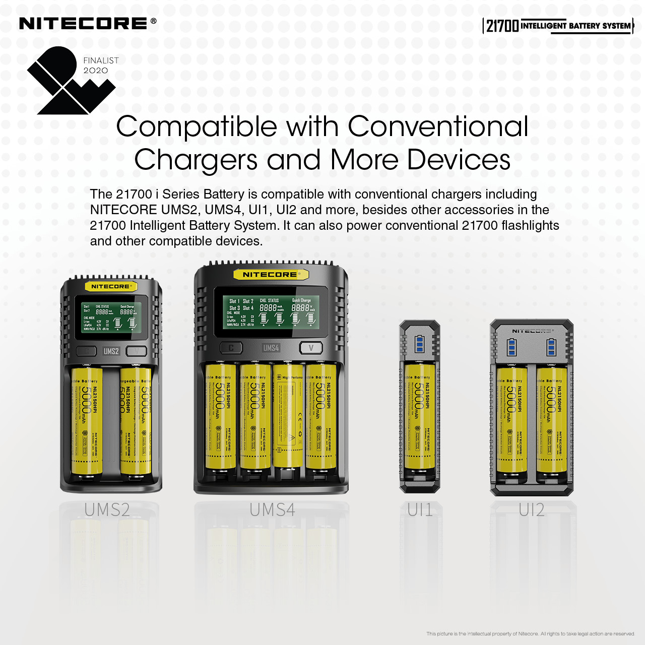 NiteCore 21700 Intelligent Battery System batterie, powerbank et lampe